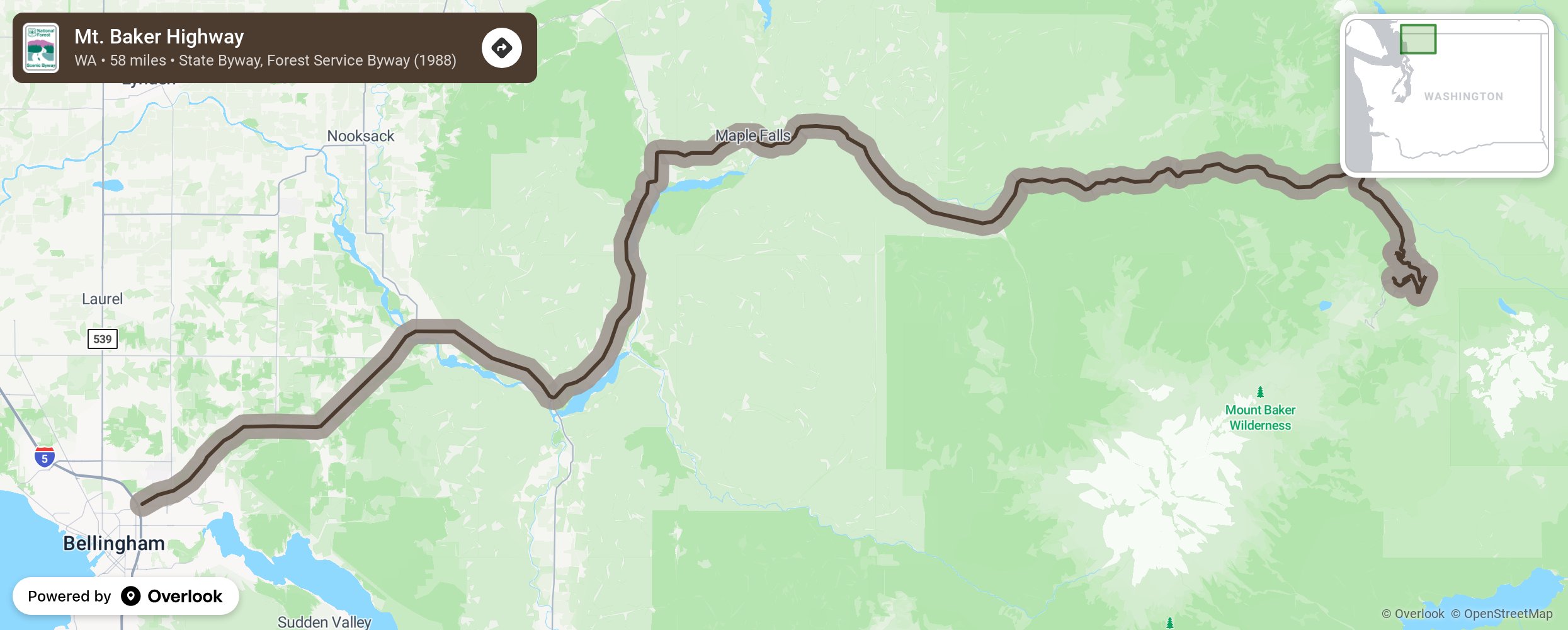 Map of Mt. Baker Highway - scenic route