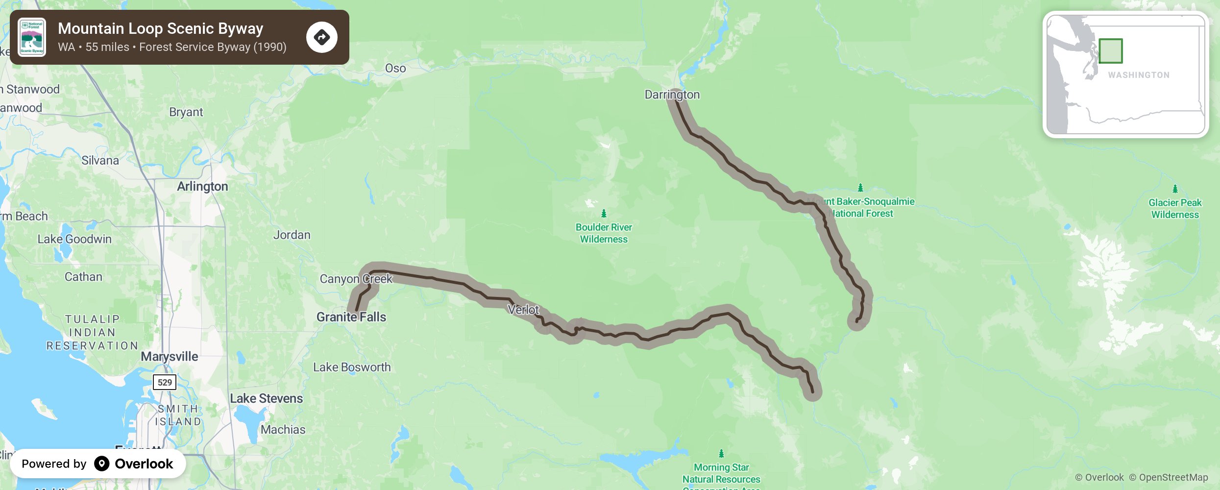 Map of Mountain Loop Scenic Byway - scenic route