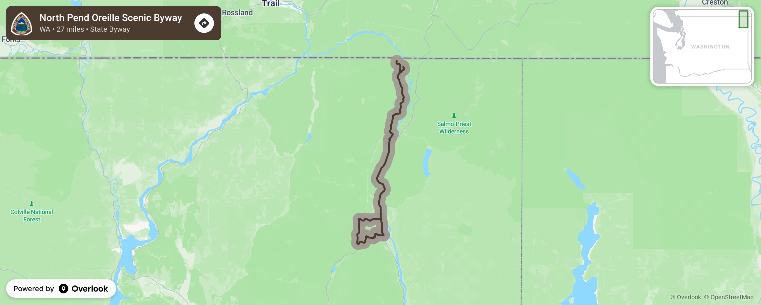 Map of North Pend Oreille Scenic Byway - scenic route