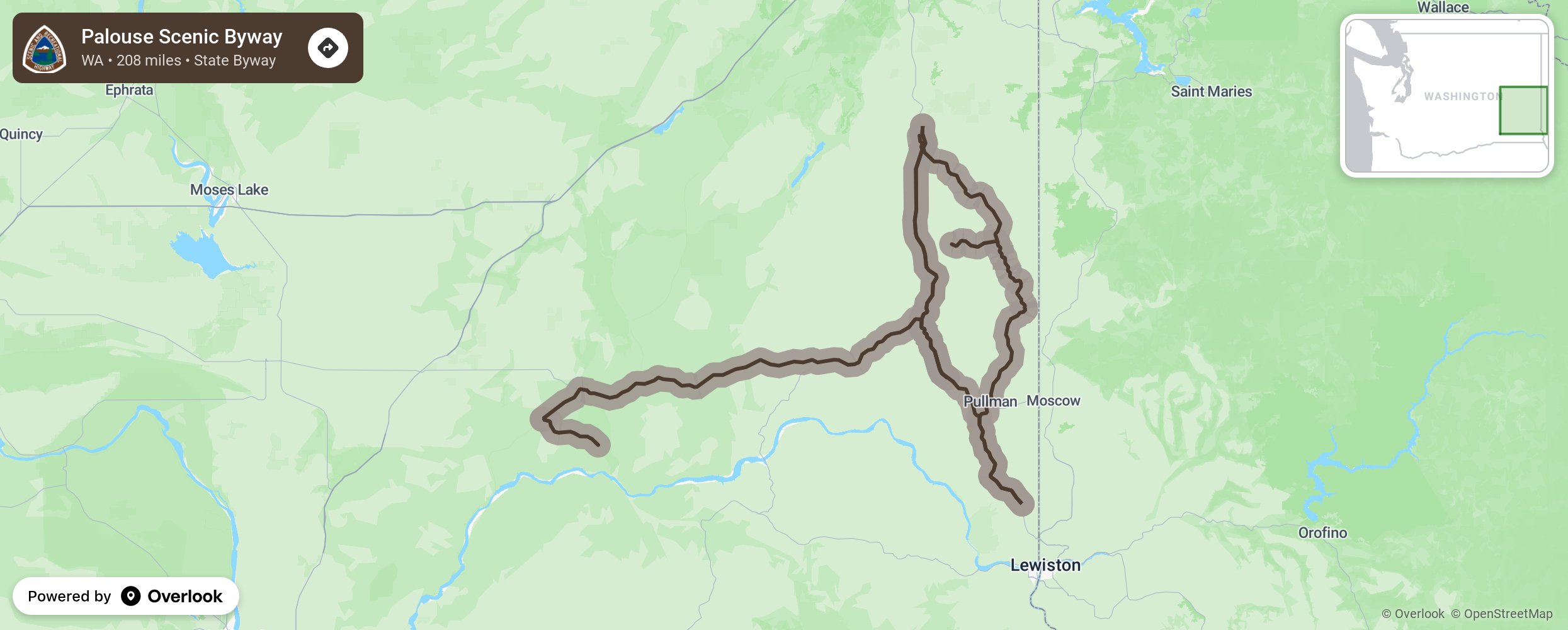 Map of Palouse Scenic Byway - scenic route