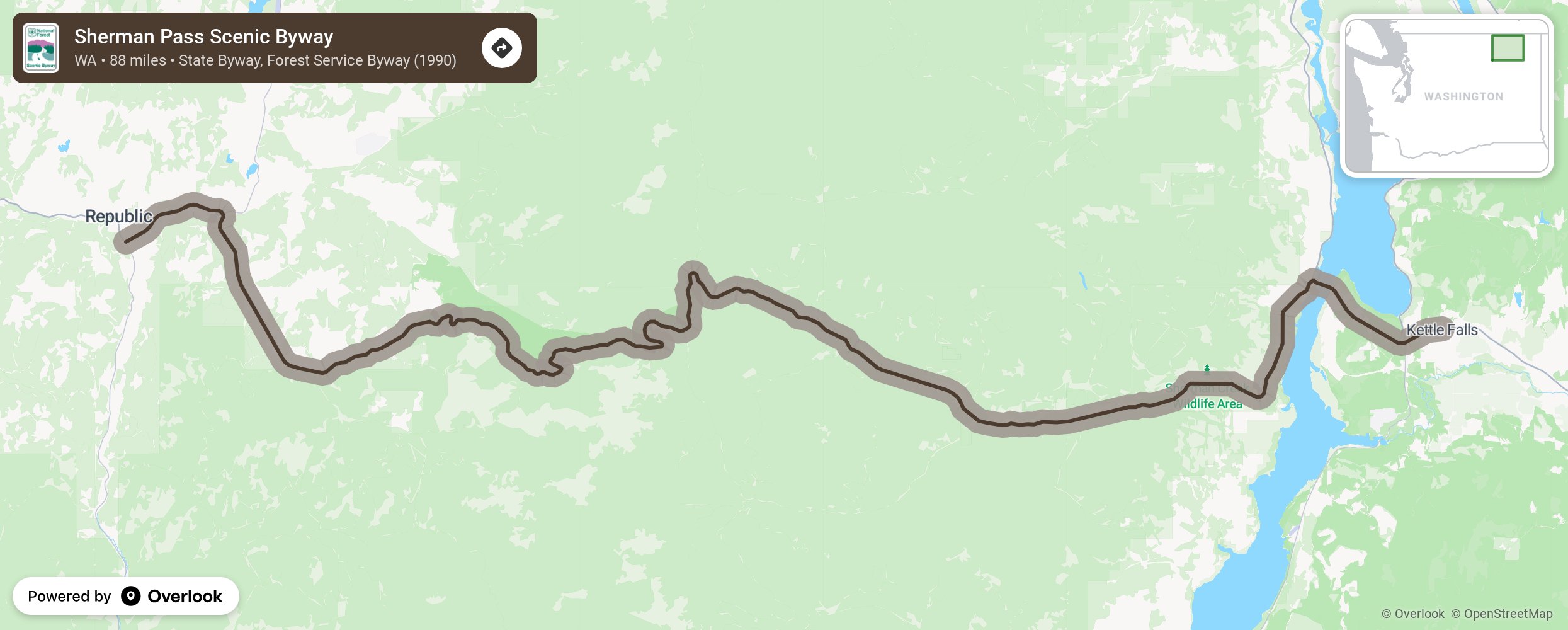 Map of Sherman Pass Scenic Byway - scenic route