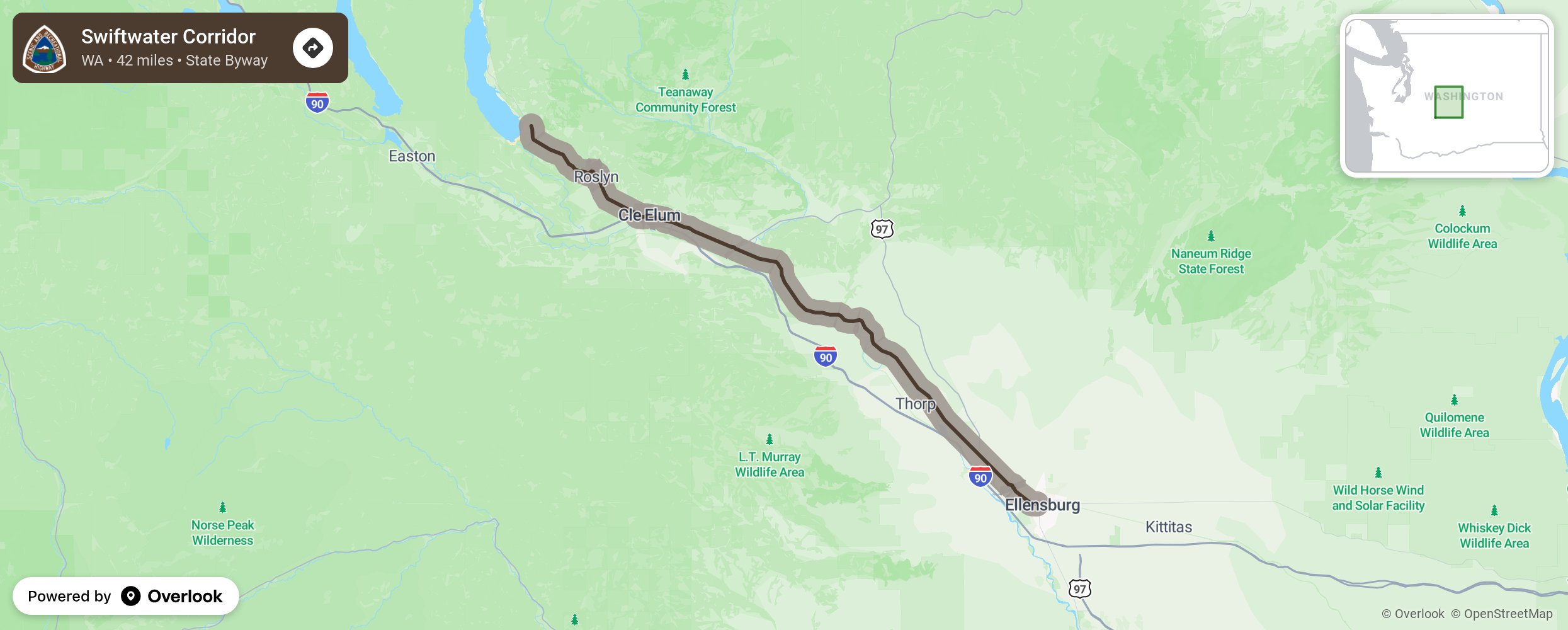 Map of Swiftwater Corridor - scenic route