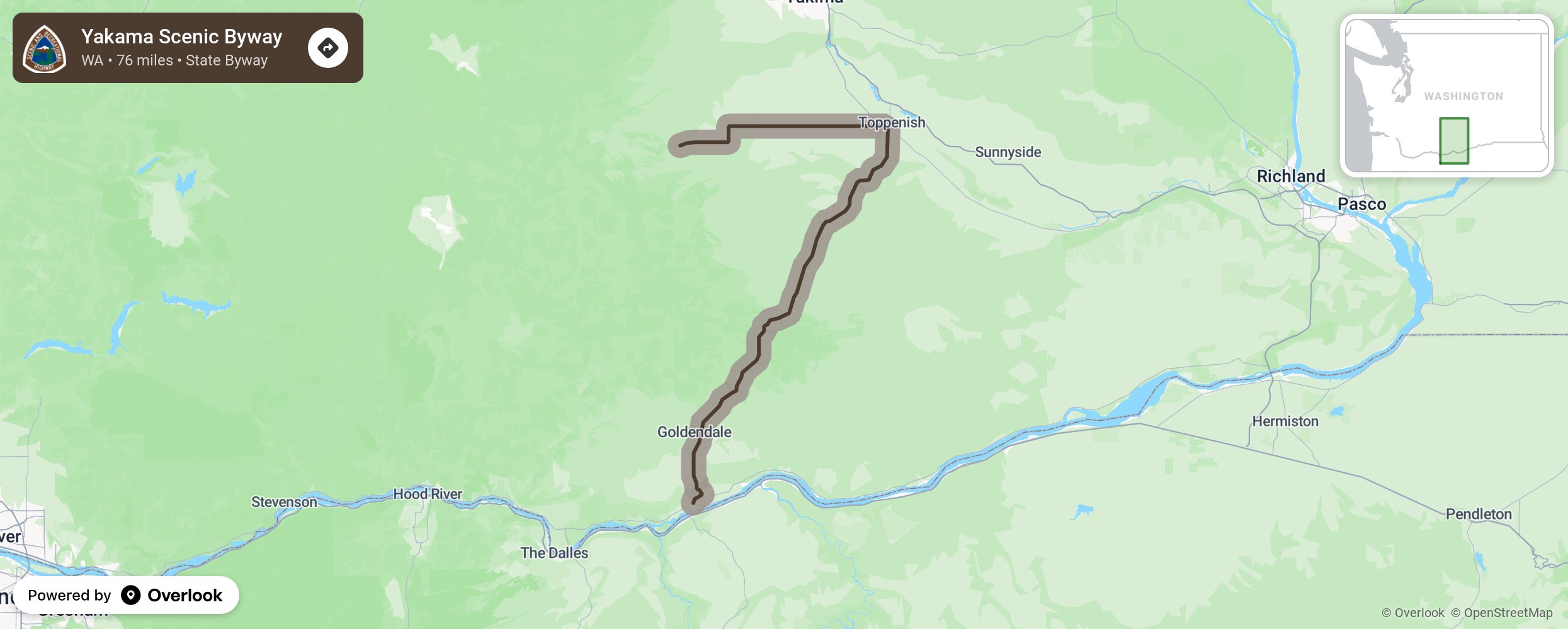 Map of Yakama Scenic Byway - scenic route