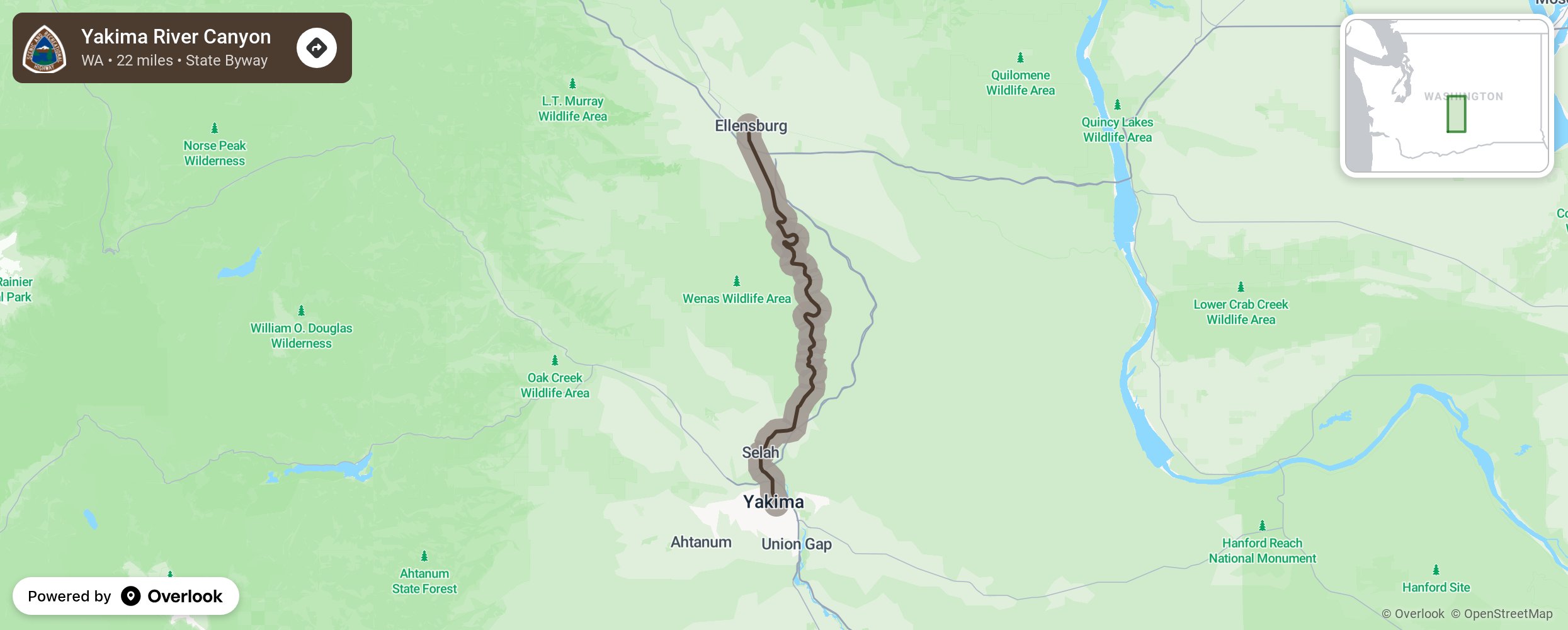 Map of Yakima River Canyon - scenic route