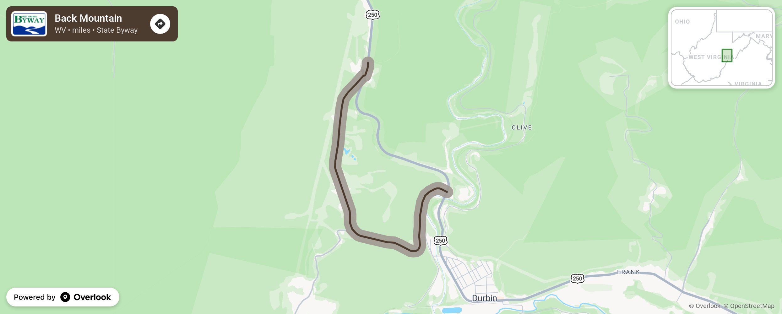 Map of Back Mountain - scenic route