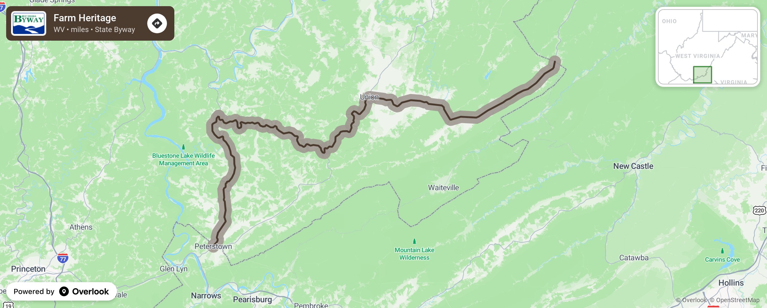 Map of Farm Heritage - scenic route