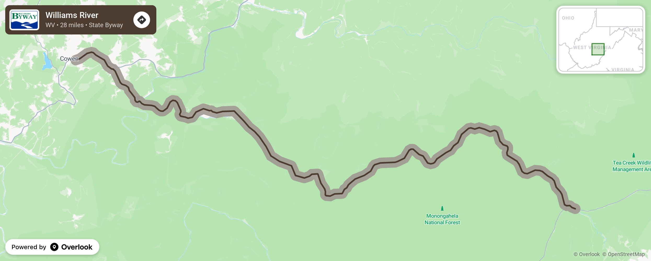 Map of Williams River - scenic route