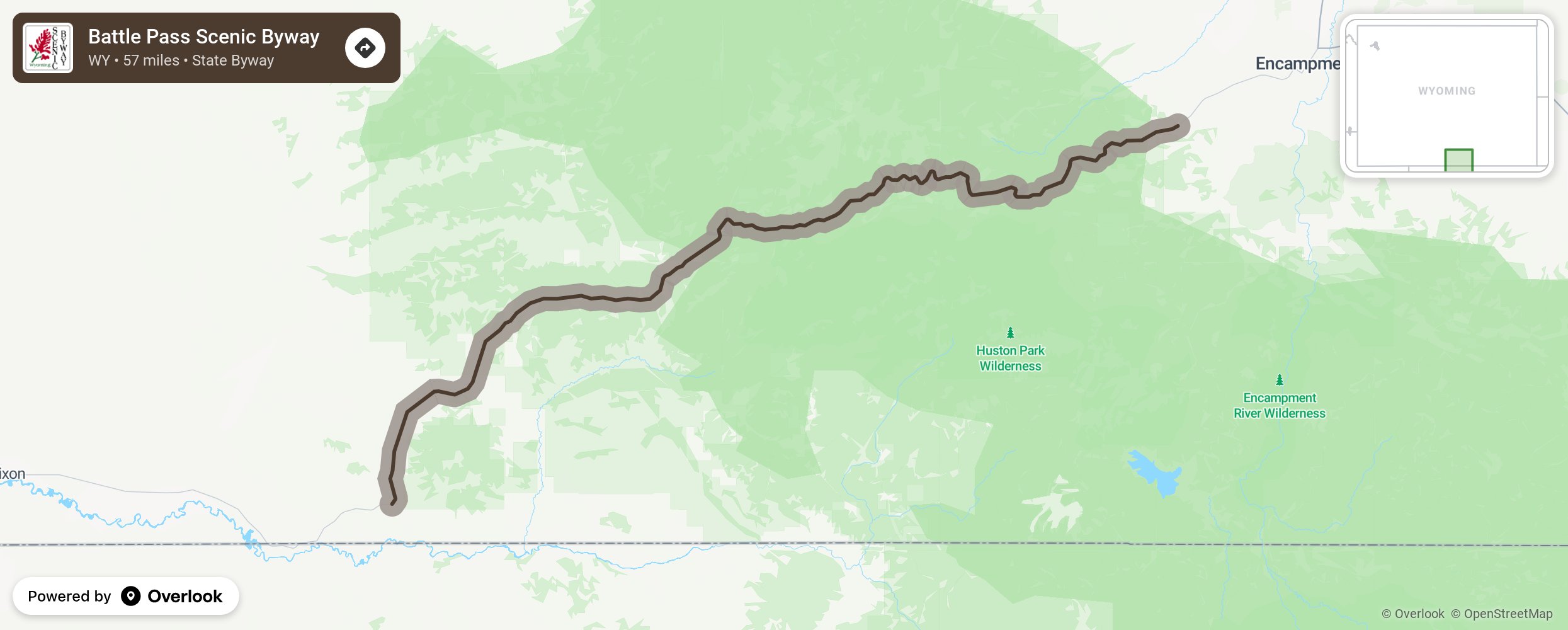 Map of Battle Pass Scenic Byway - scenic route