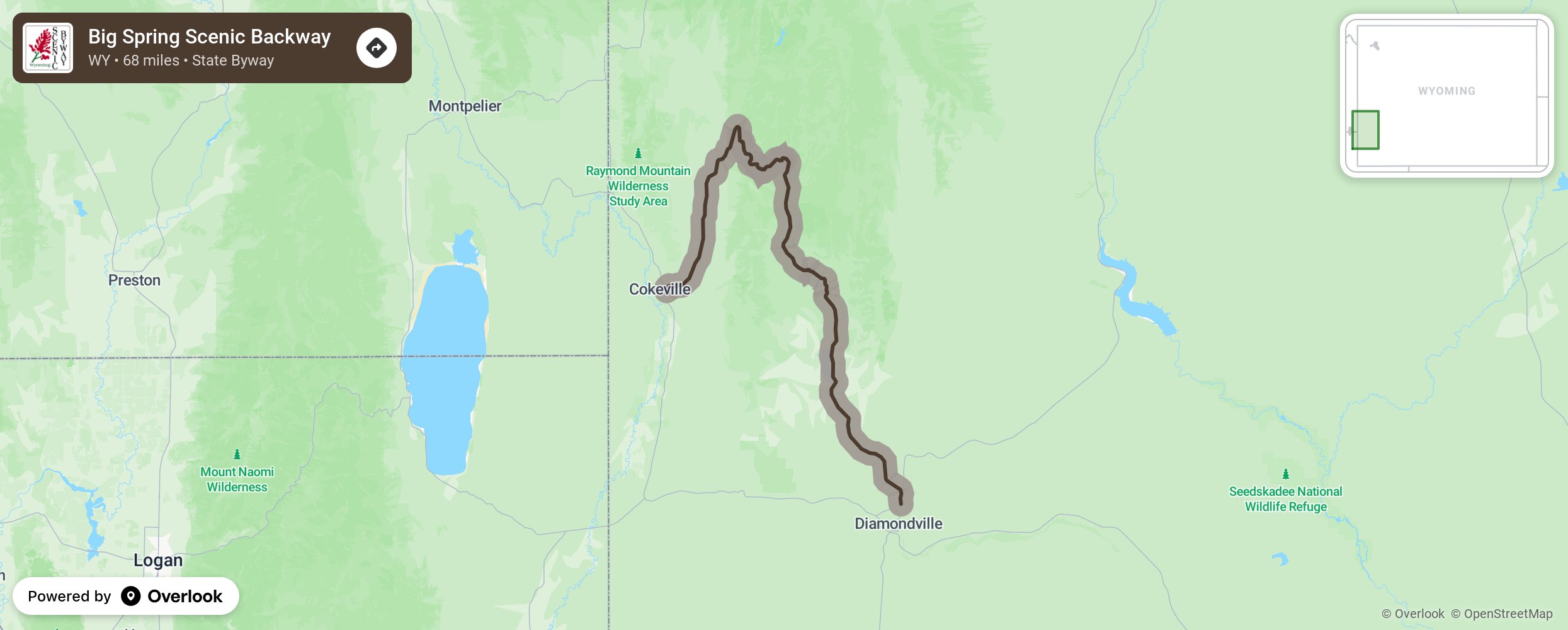 Map of Big Spring Scenic Backway - scenic route