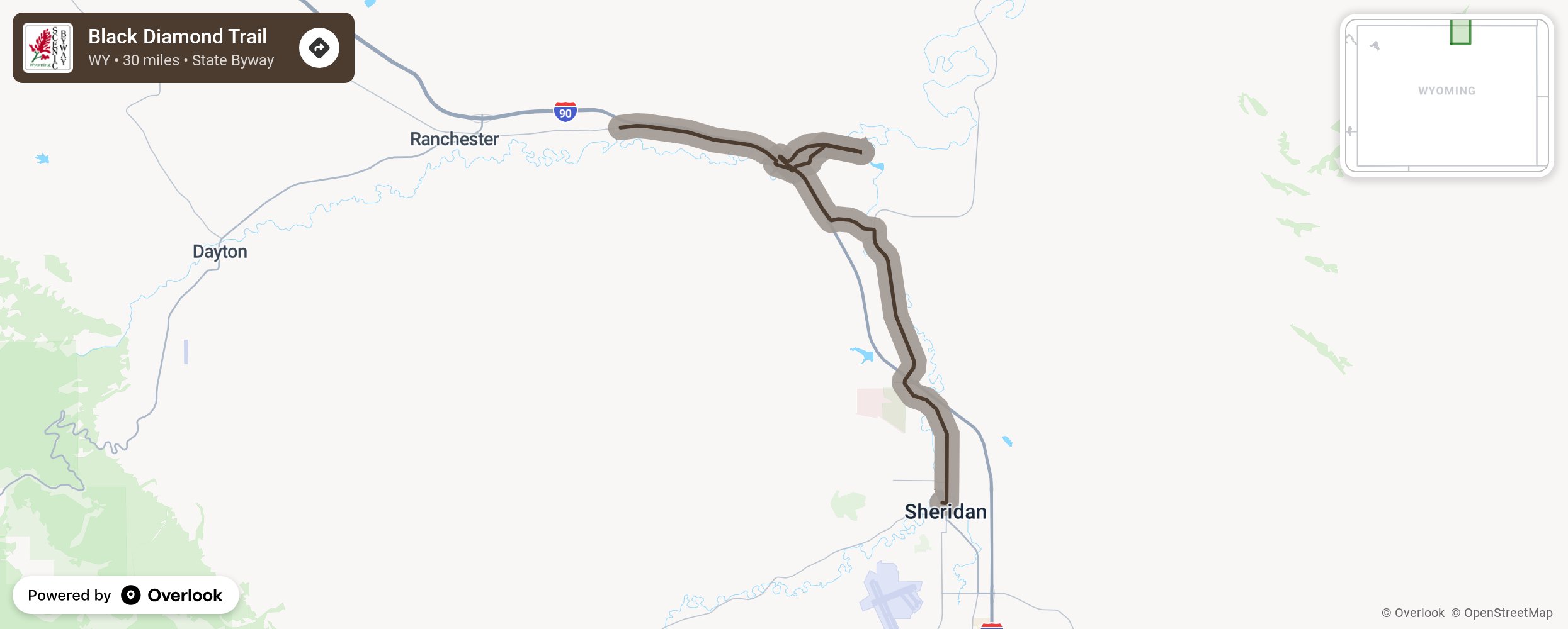 Map of Black Diamond Trail - scenic route