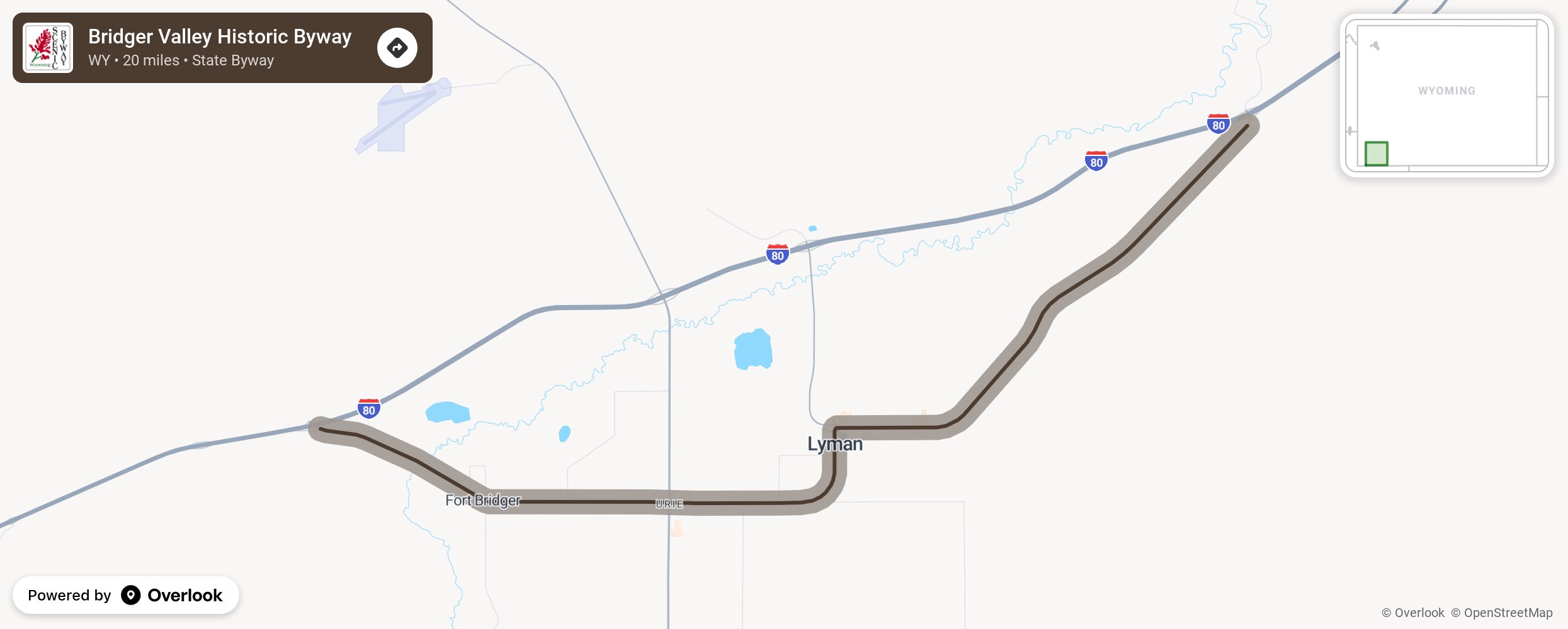 Map of Bridger Valley Historic Byway - scenic route