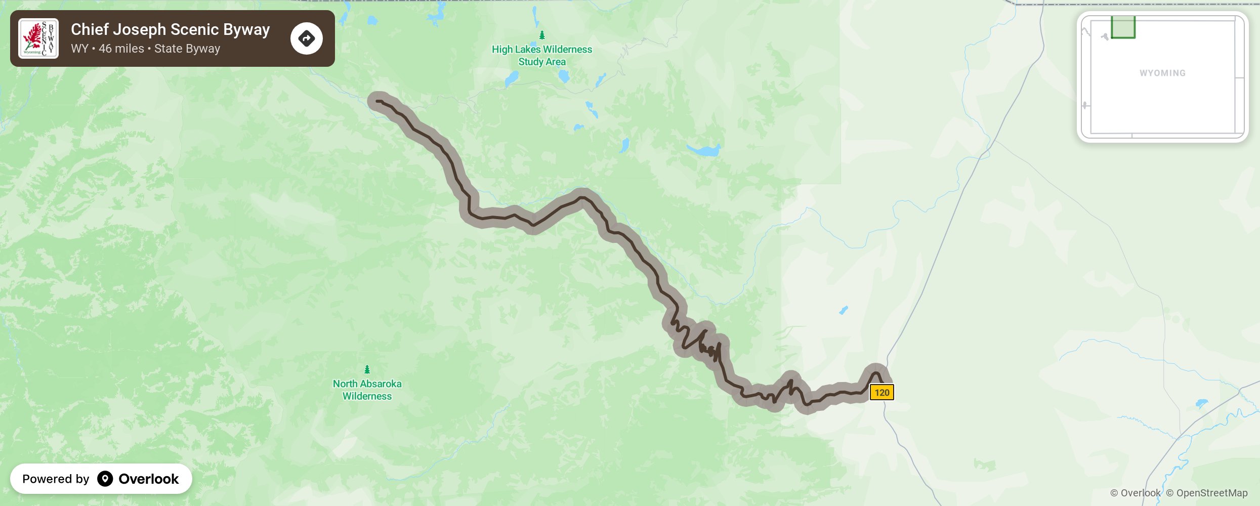 Map of Chief Joseph Scenic Byway - scenic route