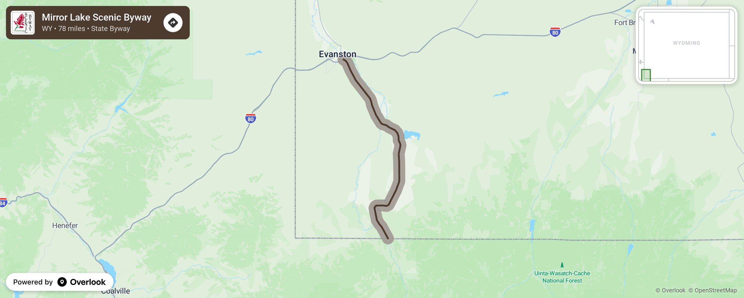 Map of Mirror Lake Scenic Byway - scenic route