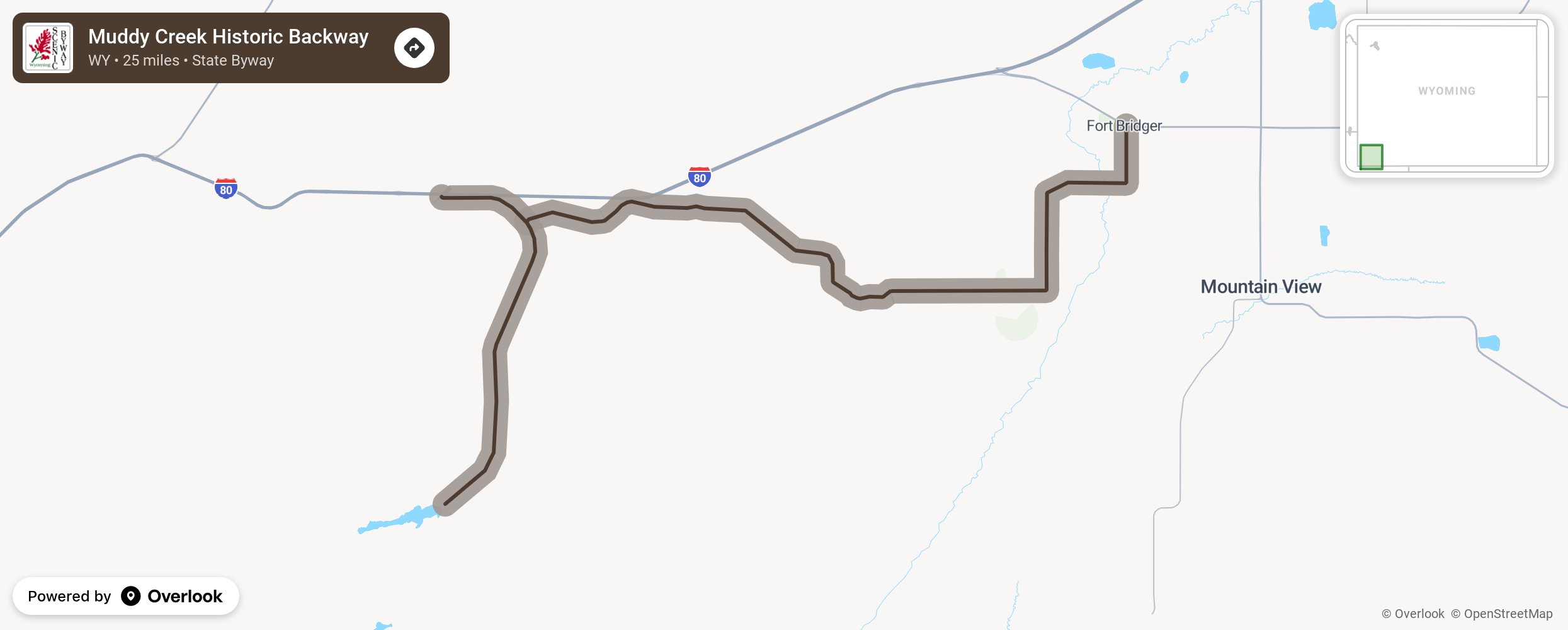 Map of Muddy Creek Historic Backway - scenic route