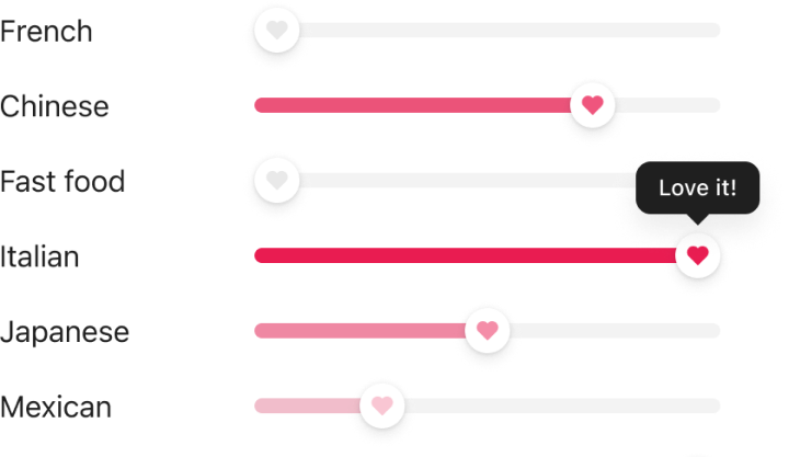 Controls for user provided food preferences.