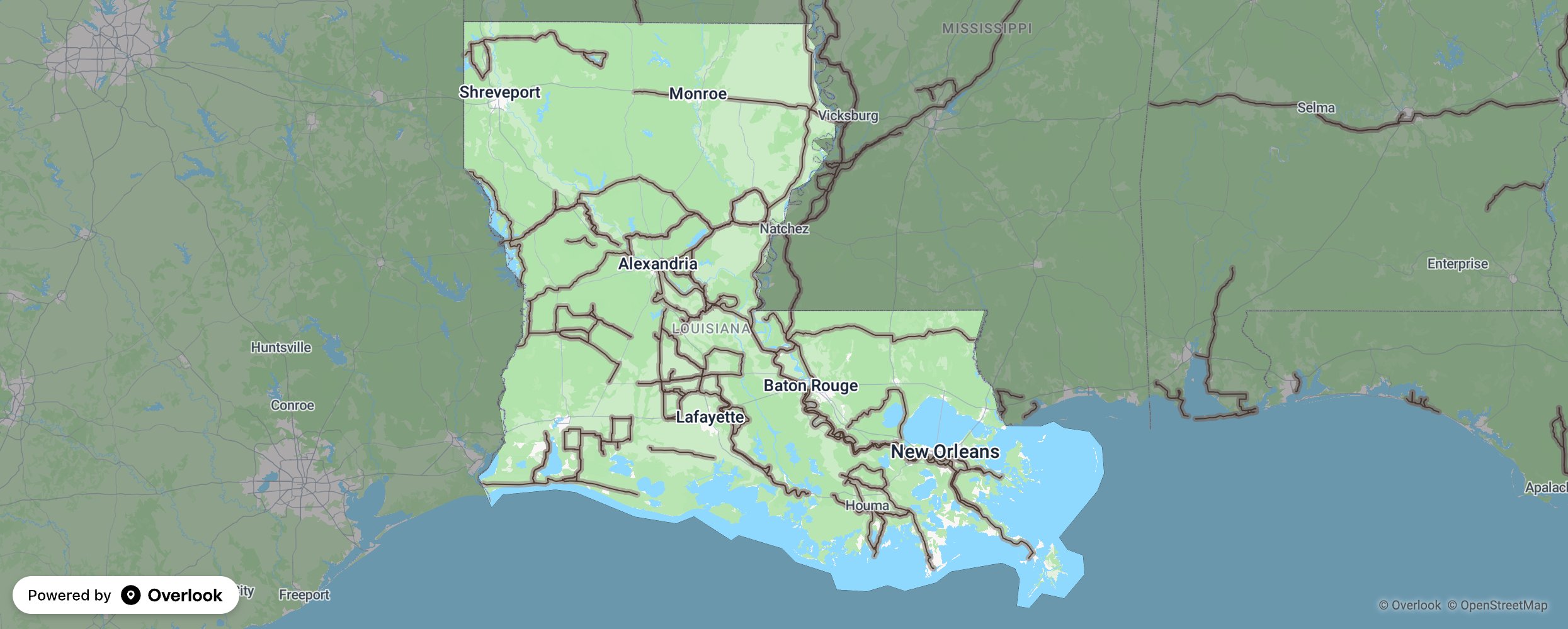 Louisiana scenic route map