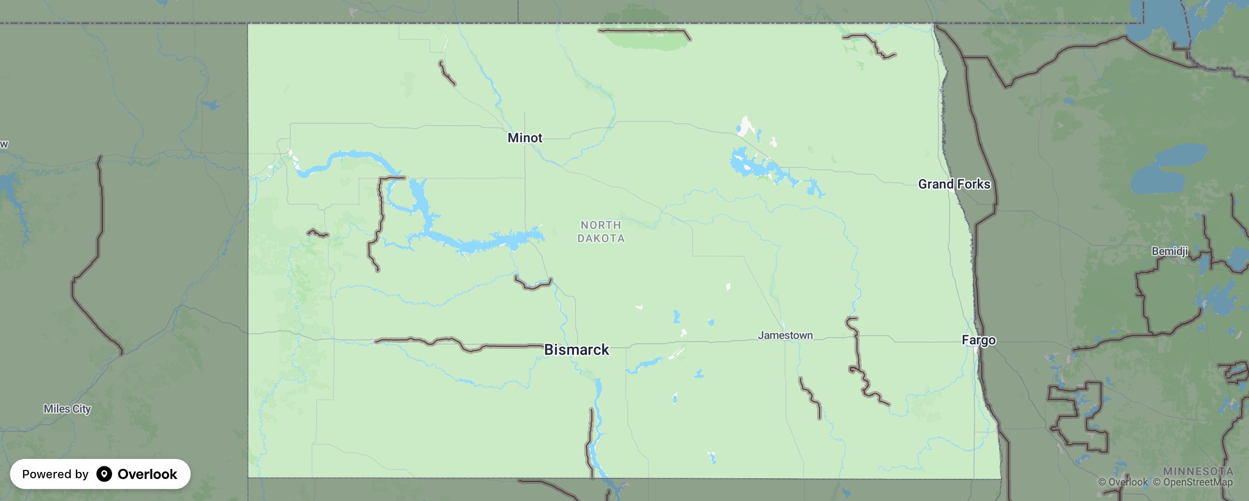 North Dakota scenic route map