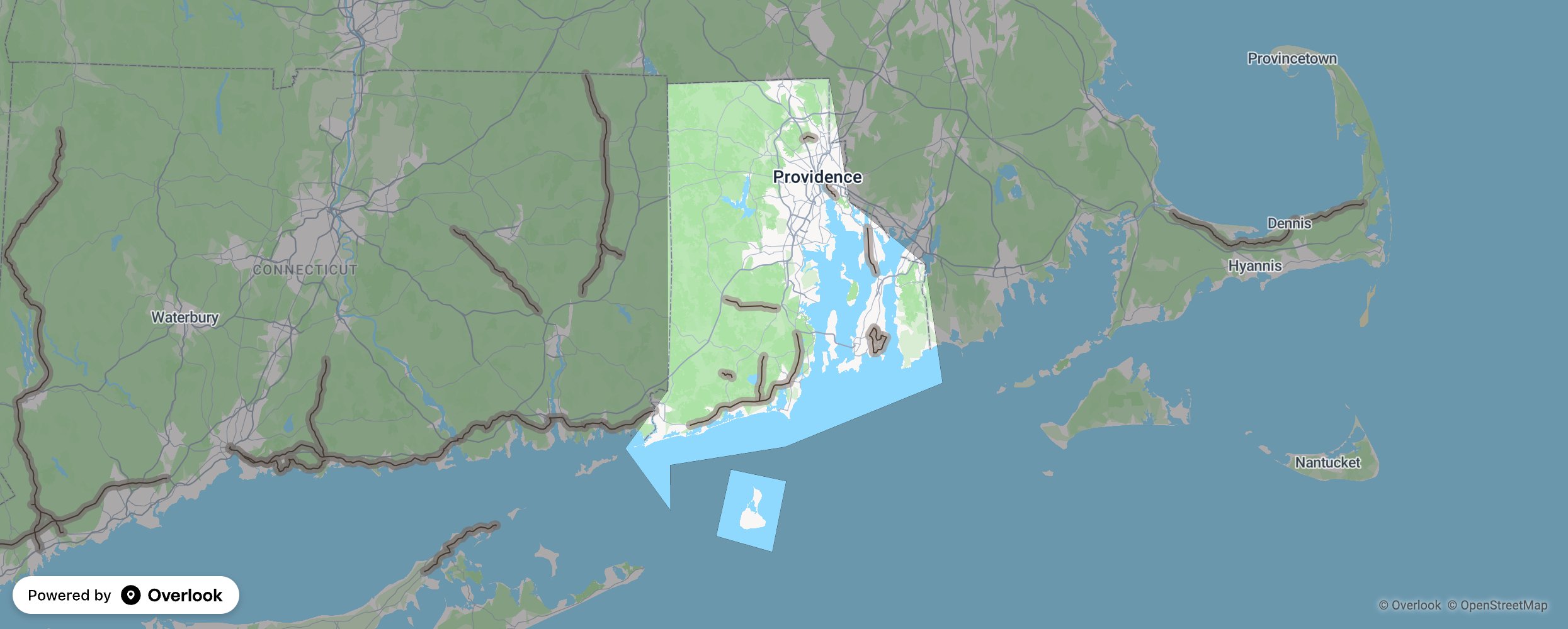 Rhode Island scenic route map