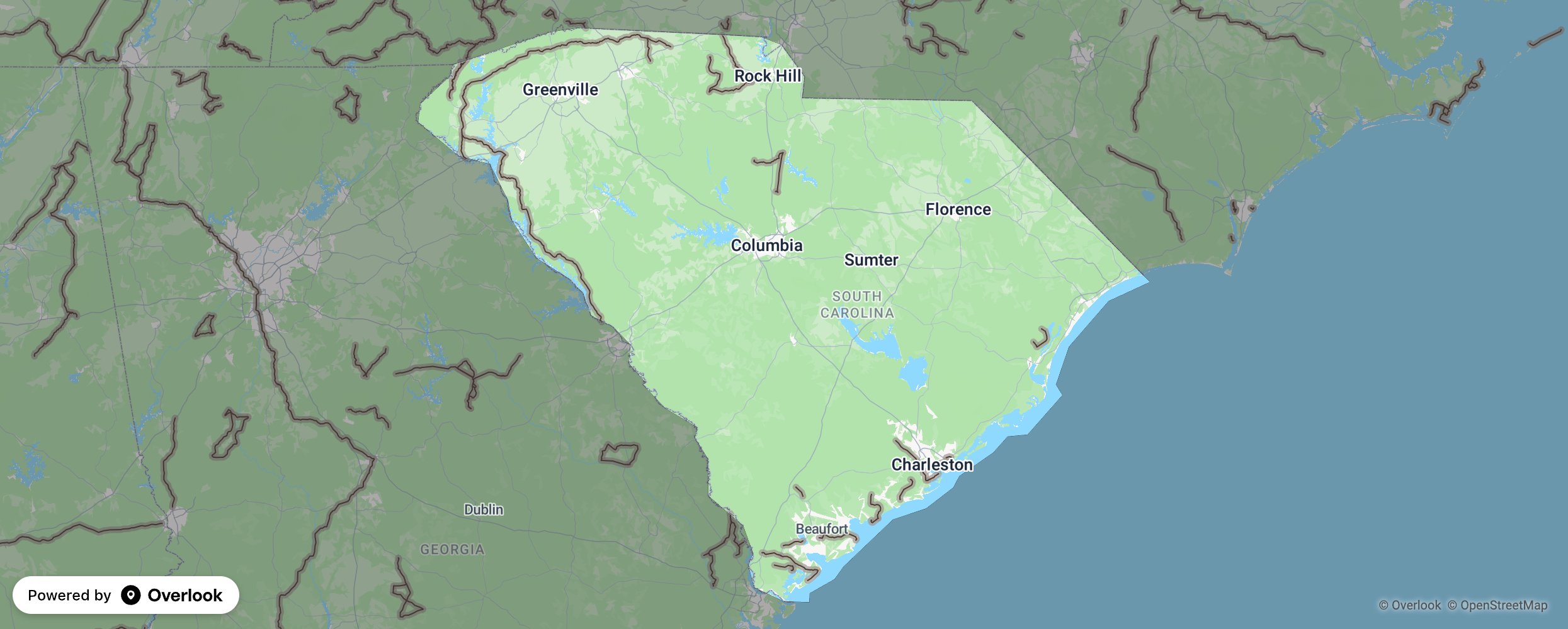 South Carolina scenic route map