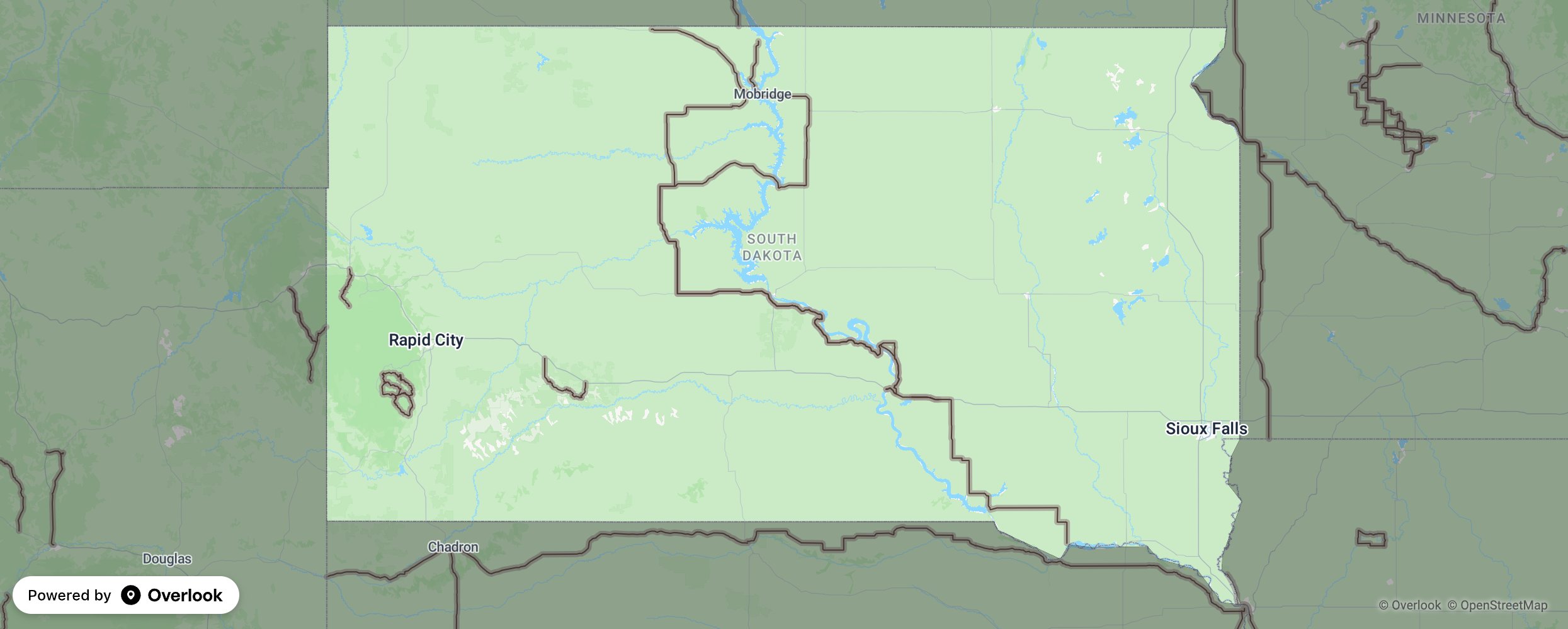 South Dakota scenic route map